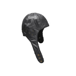 classic pilot motorcycle helmet Old fashioned pilot helmet in black leather | Old pilot helmet